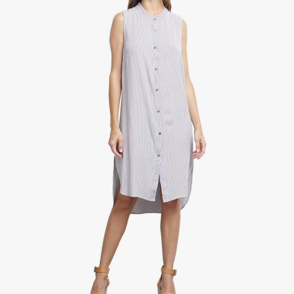 Art High Low Hem Shirt dress Sleeveless  Coverup NEW Sculptural Editorial Medium
